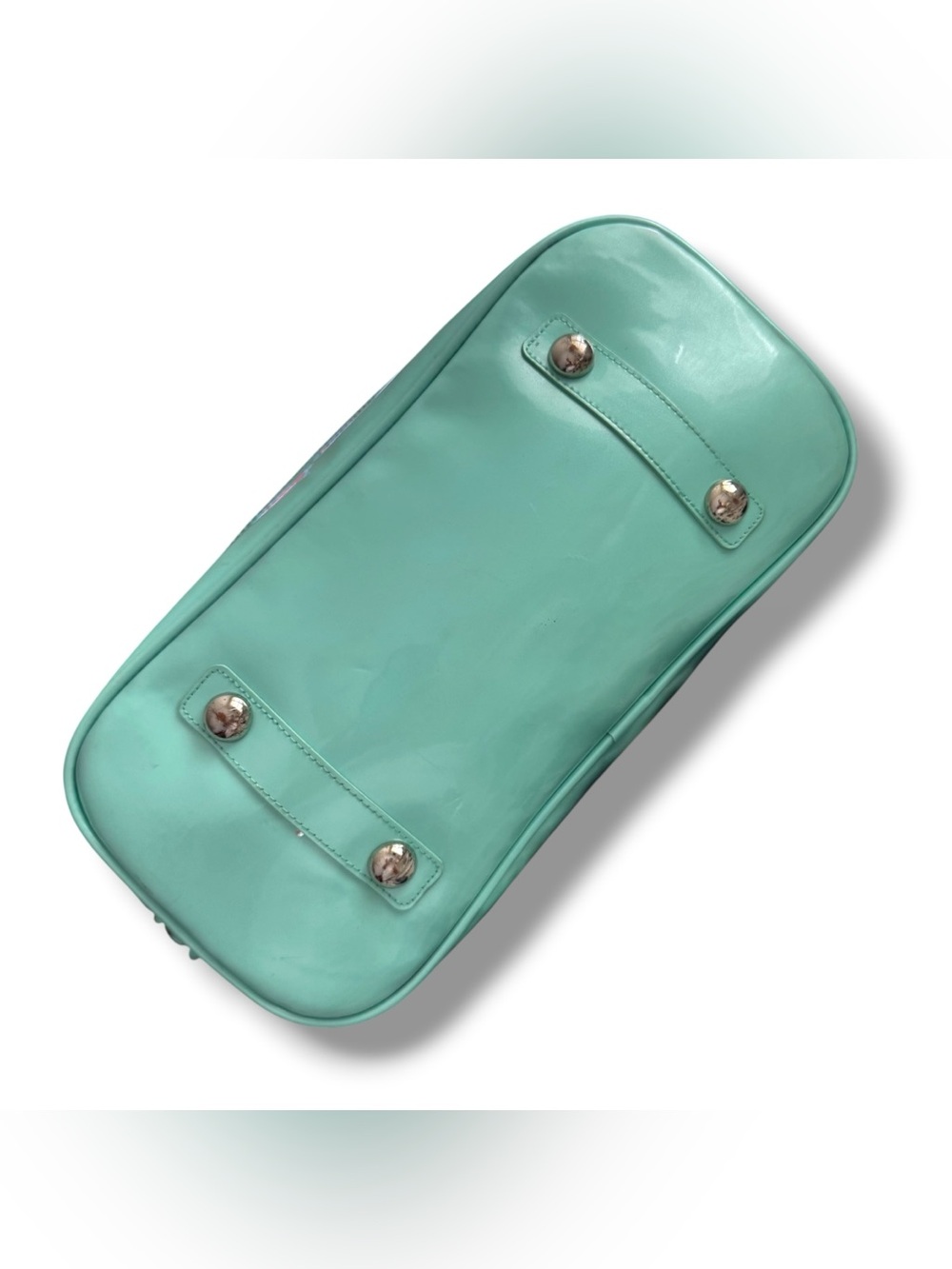 Hello Kitty Mint Green Embossed Patent Bowler Satchel Bag Sanrio 2012 - Picture 8 of 16